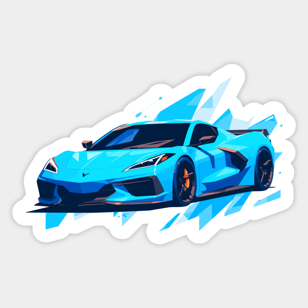 C8 Racing Rapid Blue sportscar retro design vintage style supercar Classic car vibes with a Rapid Blue C8 Retro flair for C8 enthusiasts Sticker by Tees 4 Thee